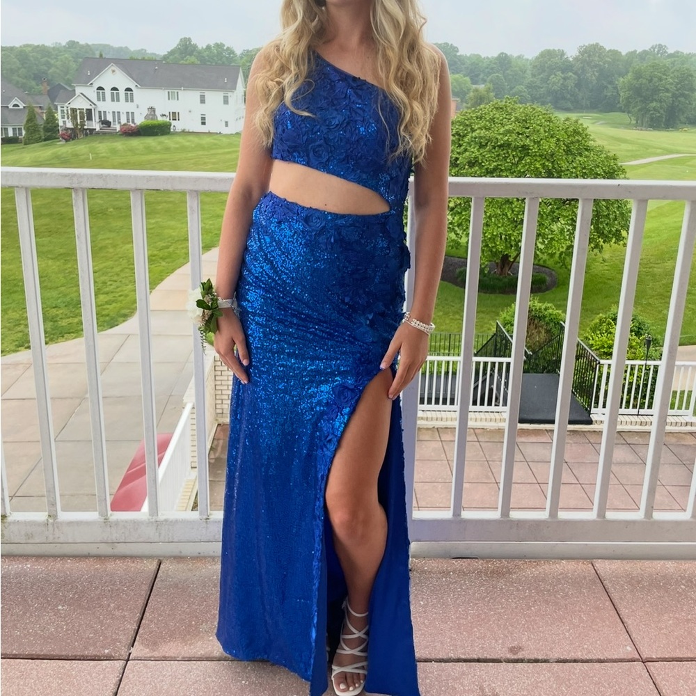 Blue sparkle prom dress size small